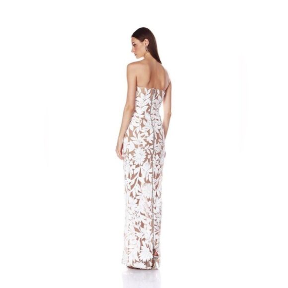 NEW Bronx and Banco Dahlia Maxi Dress in White Silver Floral Strapless - Picture 7 of 12